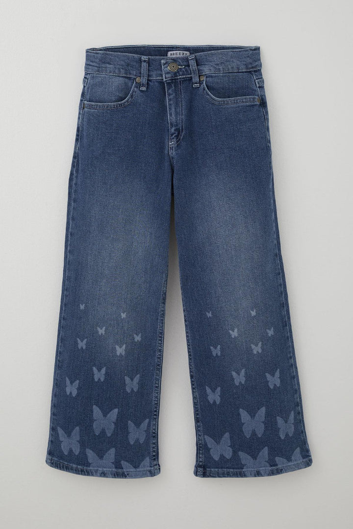 BRE Breeze Girl Child Jeans Pants with Butterfly Print Detail on Hem, 62 Years, Blue - Eisenach