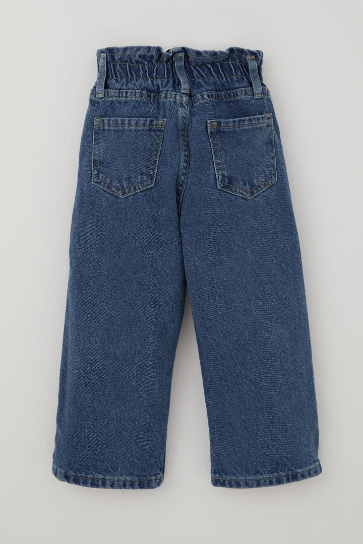 BRE Breeze Kız Çocuk Jean Pantolon Papatya Nakışlı Düğmeli 1.5-5 Yaş, Mavi - Frankston