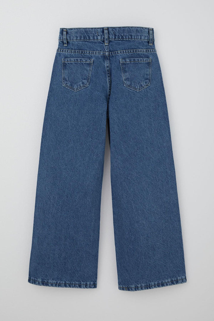 BRE Breeze Girl's Jeans with Stone Accessories, Zippered Pockets, 104 Years, Blue - Duncanville