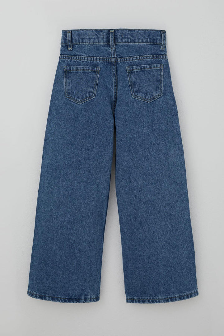 BRE Breeze Girl's Jeans with Stone Accessories, Zippered Pockets, 5-9 Years, Blue - Basildon