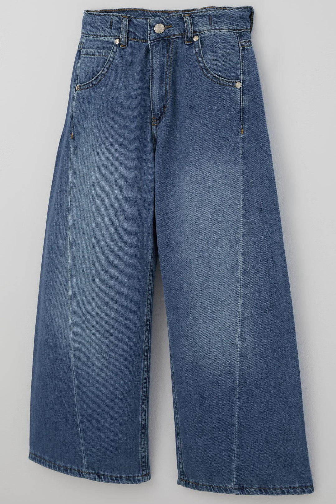 BRE Breeze Kız Çocuk Jean Pantolon Yıkamalı Fermuarlı Düğmeli 4-8 Yaş , Mavi - Nettuno