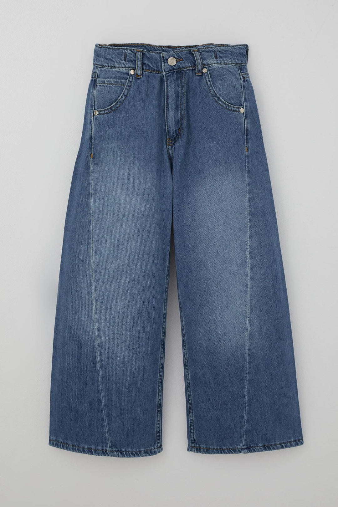 BRE Breeze Kız Çocuk Jean Pantolon Yıkamalı Fermuarlı Düğmeli 4-8 Yaş , Mavi - Nettuno