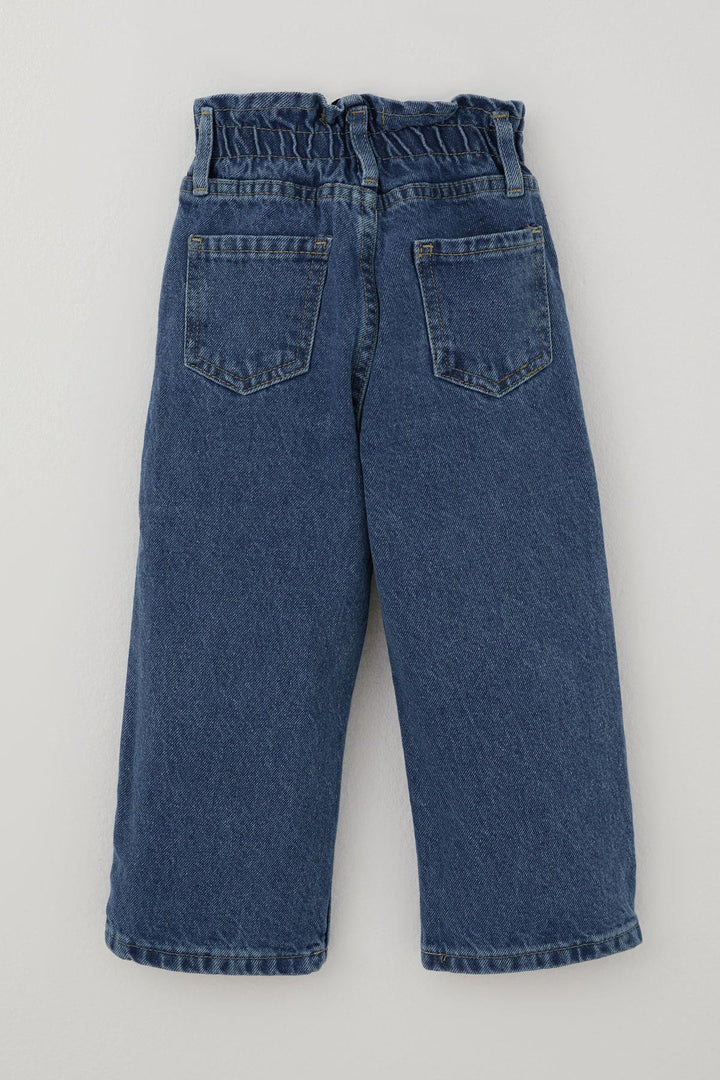 BRE Breeze Kız Çocuk Jean Pantolon Yıldız Nakışlı Beli Lastikli Düğmeli 1.5-5 Yaş, Mavi - Stafford
