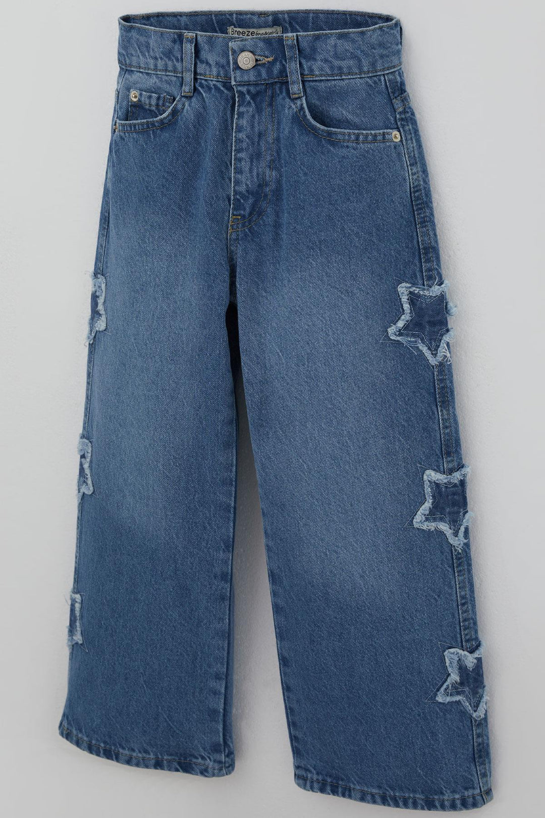 BRE Breeze Girl's Jeans with Star Embroidery, 5-9 Years, Blue - Harlingen