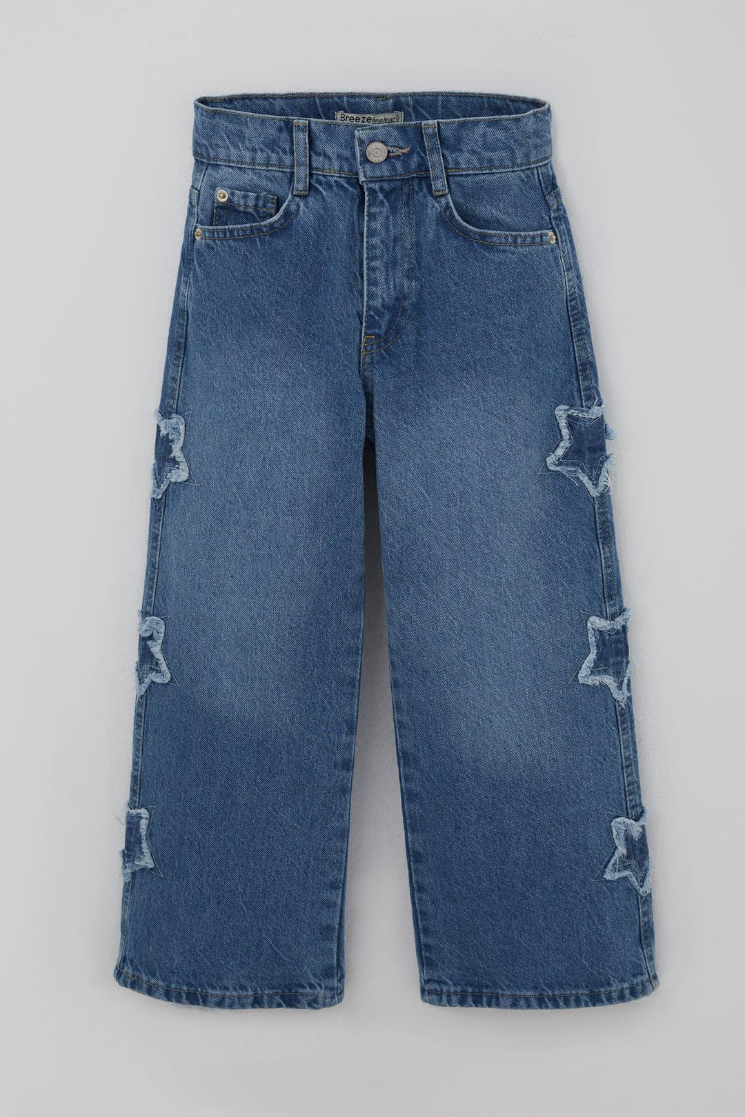 BRE Breeze Girl's Jeans with Star Embroidery, 5-9 Years, Blue - Harlingen