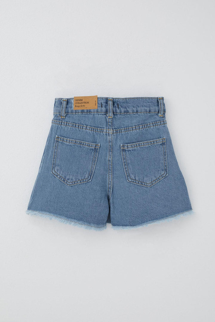BRE Breeze Girl Child Denim Shorts Skirt with Pocket Detail Buttoned Fringed 40 Years, Blue - Westminster