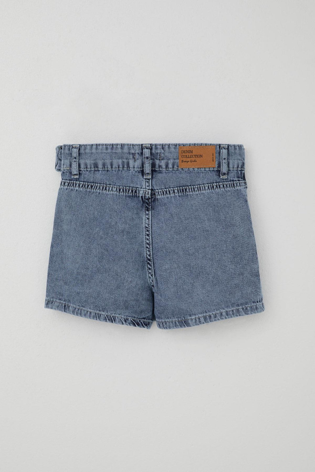 BRE Breeze Girl Child Denim Shorts Skirt with Pockets Button Detail 50 Years, Blue - Playa del Carmen