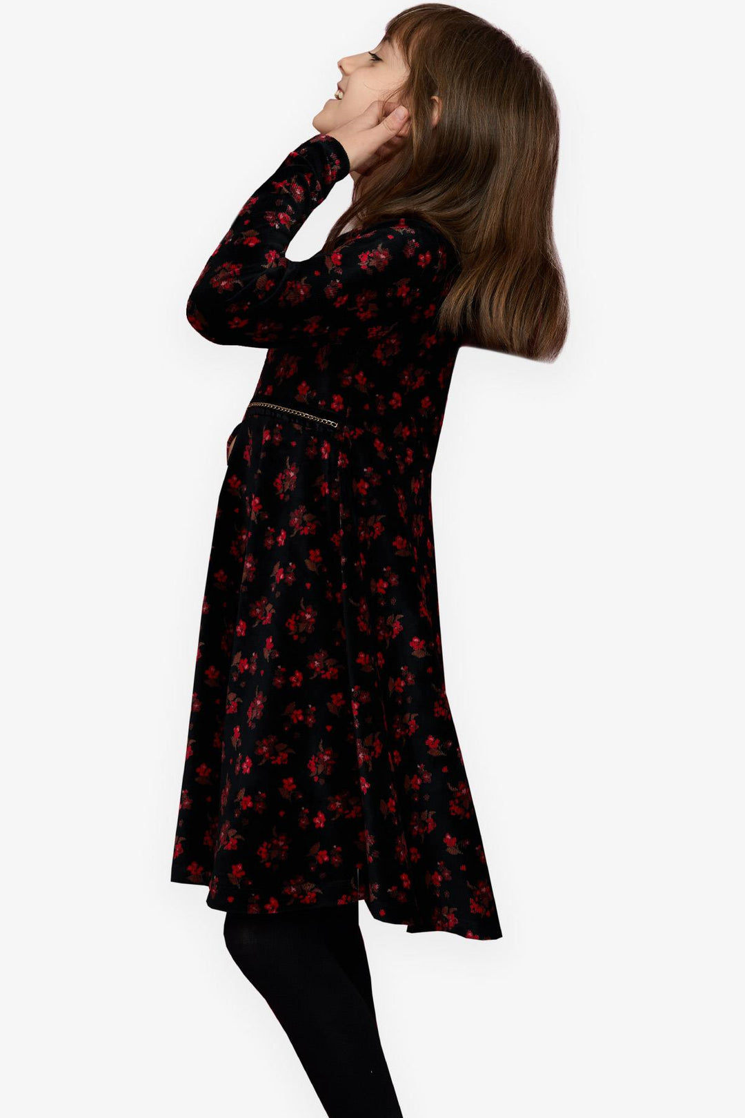 BRE Breeze Girl's Velvet Dress with Flowers, 72 Years, Black - Rouen