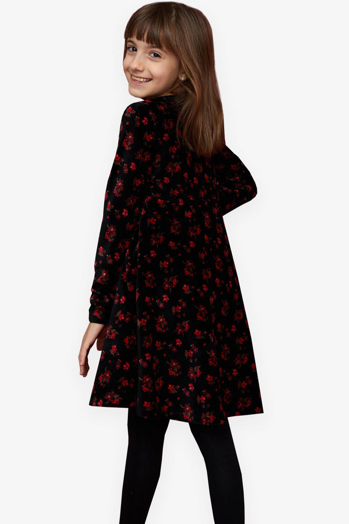 BRE Breeze Girl's Velvet Dress with Flowers, 72 Years, Black - Rouen
