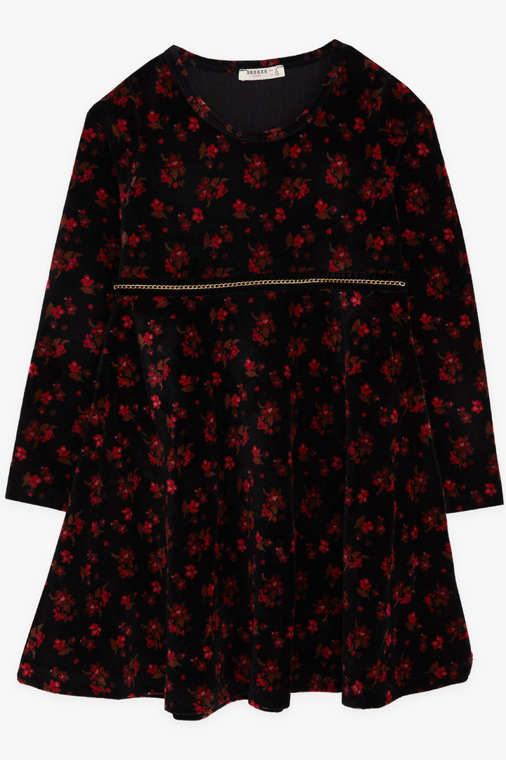 BRE Breeze Girl's Velvet Dress with Flowers, 72 Years, Black - Rouen