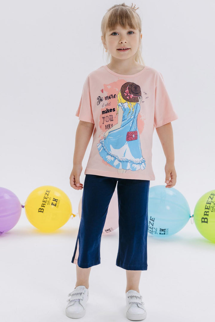 BRE Breeze Girl Capri Pants Set مطبوع 62 سنة، سلمون - كواوتيتلان
