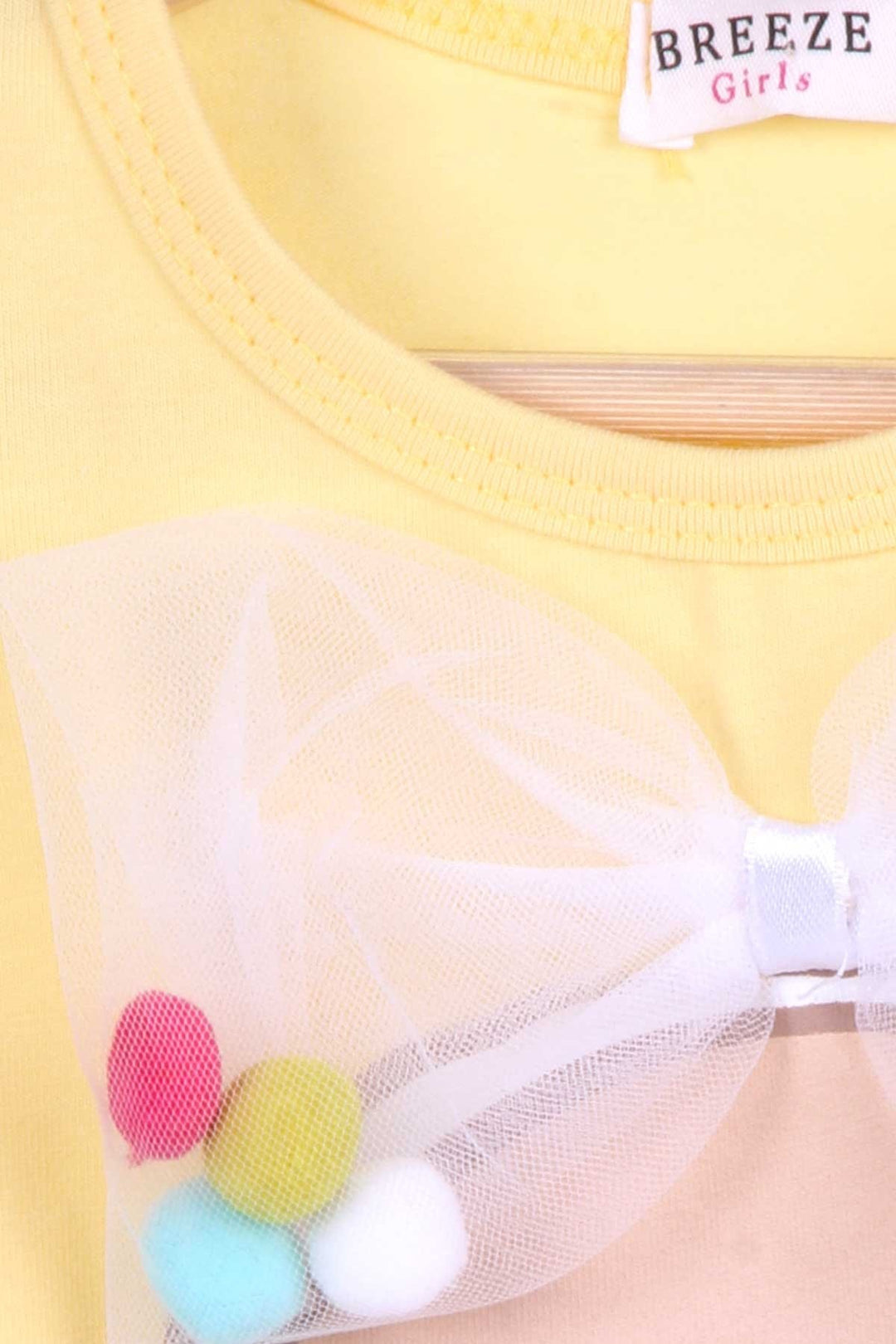 BRE Breeze Girl Capri Leggings Set with Bow and Pom Pom, Yellow, 1-4 Years - Orangeville