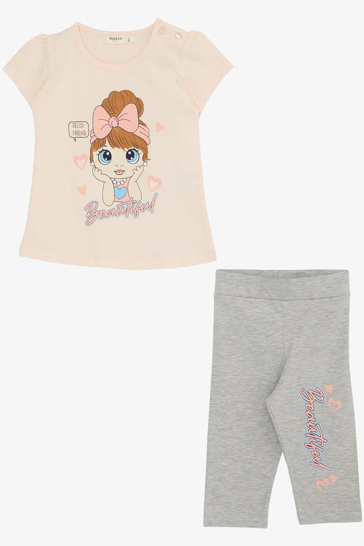 BRE Breeze Girl Child Capri Leggings Set Beautiful Girl Printed 1.5-5 Years, Powder - Ponce