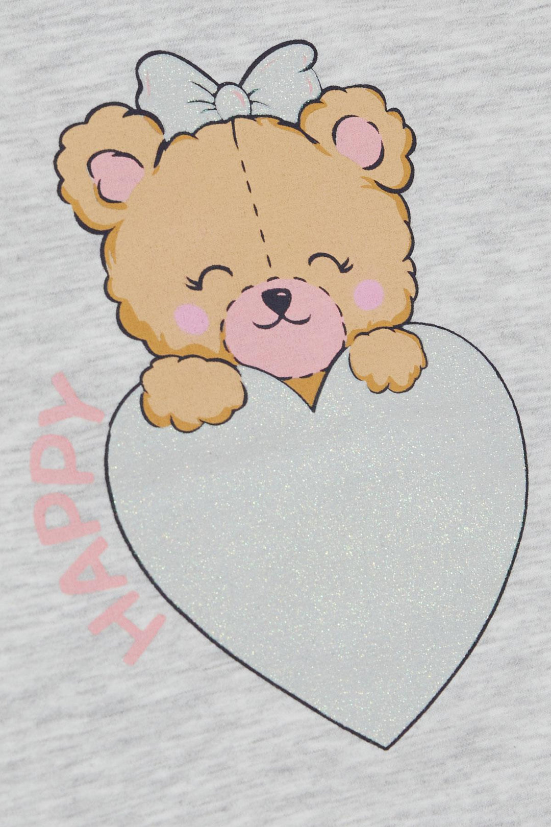 BRE Breeze Girl Child Capri Leggings Set Happy Bear Printed Heart 1-4 Years, Light Grey Melange - Florence