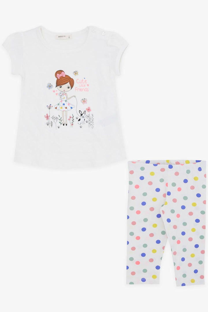 BRE Breeze Girl Child Capri Leggings Set Cute Little Friends Themed 1.5-5 Years, Ecru - Sutton in Ashfield