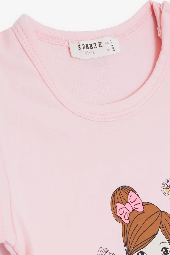 BRE Breeze Girl Child Capri Leggings Set Cute Little Friends Themed 1.5-5 Years, Pink - Xico