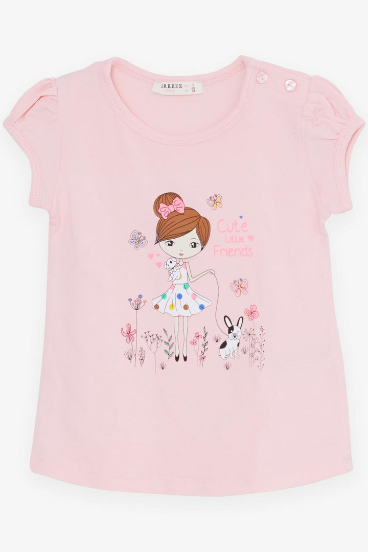 BRE Breeze Girl Child Capri Leggings Set Cute Little Friends Themed 1.5-5 Years, Pink - Xico