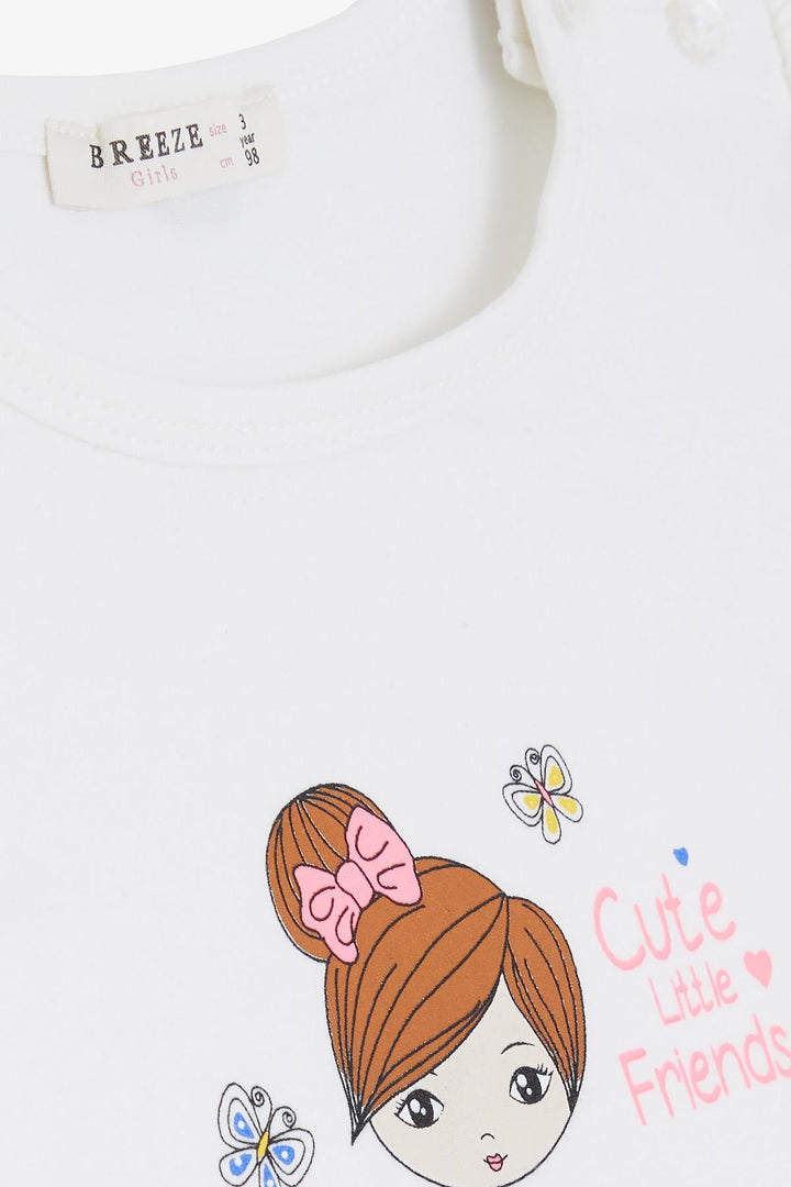 BRE Breeze Girl Child Capri Leggings Set Cute Little Friends Themed 1.5-5 Years, Ecru - Sutton in Ashfield