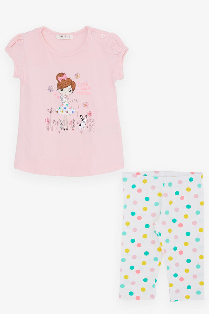 BRE Breeze Girl Child Capri Leggings Set Cute Little Friends Themed 1.5-5 Years, Pink - Xico