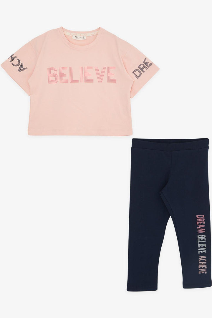 BRE Breeze Girl Child Capri Leggings Crop Set Printed Summer 82 Years, Salmon - Levallois-Perret