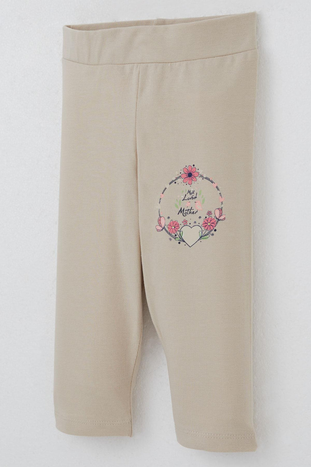 BRE Breeze Girl Child Capri Leggings Set with Mother's Love Theme Flower Print 1.5-5 Years, Ecru - La Huacana