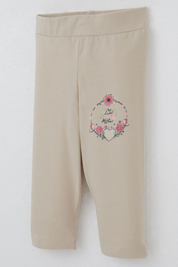 BRE Breeze Girl Child Capri Leggings Set with Mother's Love Theme Flower Print 1.5-5 Years, Ecru - La Huacana