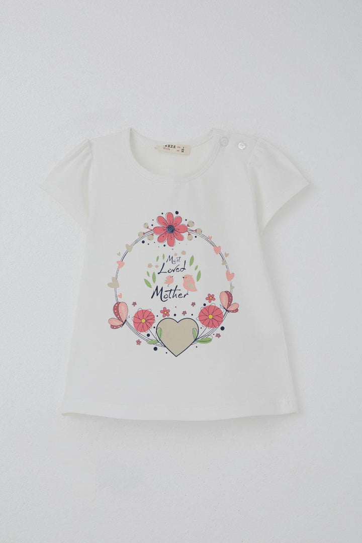 BRE Breeze Girl Child Capri Leggings Set with Mother's Love Theme Flower Print 1.5-5 Years, Ecru - La Huacana