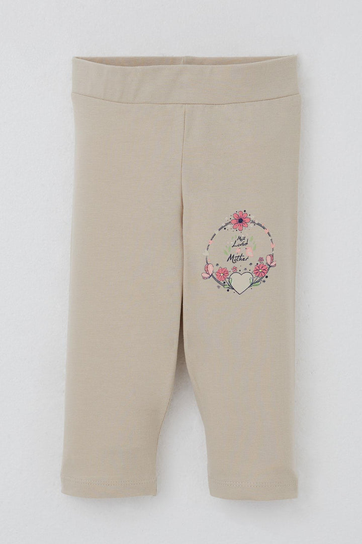 BRE Breeze Girl Child Capri Leggings Set with Mother's Love Theme Flower Print 1.5-5 Years, Ecru - La Huacana