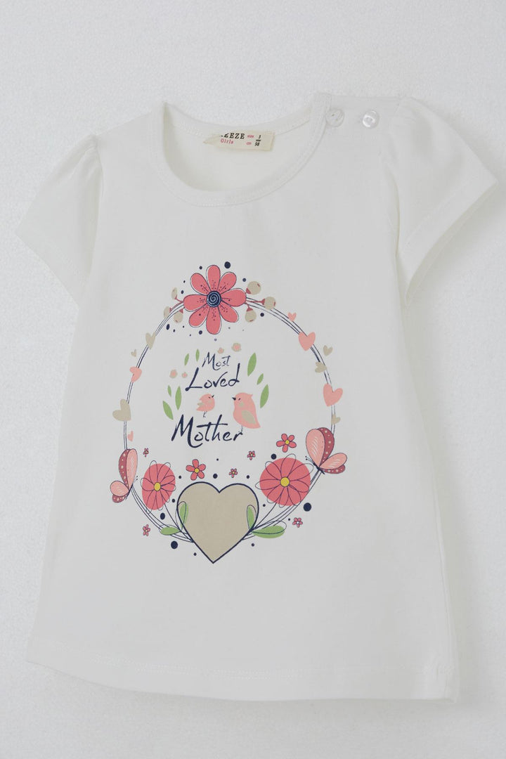 BRE Breeze Girl Child Capri Leggings Set with Mother's Love Theme Flower Print 1.5-5 Years, Ecru - La Huacana