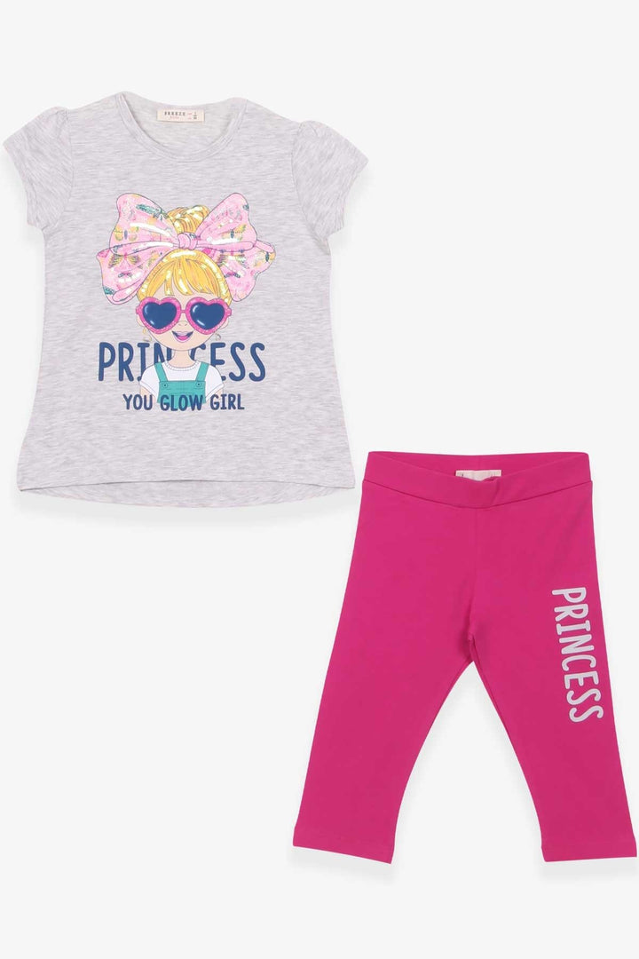 BRE Breeze Girl Child Capri Leggings Set with Bandana Printed Girl 3-8 Years, Light Grey Melange - Wolfenbüttel