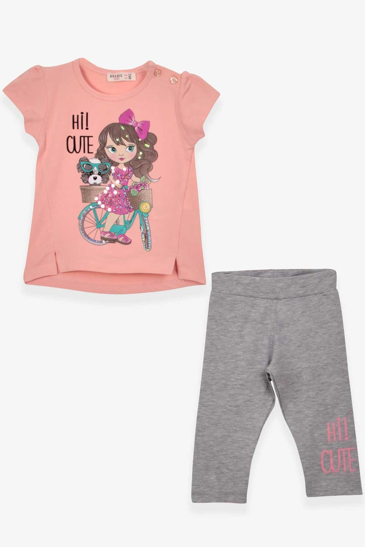 BRE Breeze Girl Child Capri Leggings Set with Bicycle Printed Girl 1.5-5 Years, Salmon - Florence-Graham