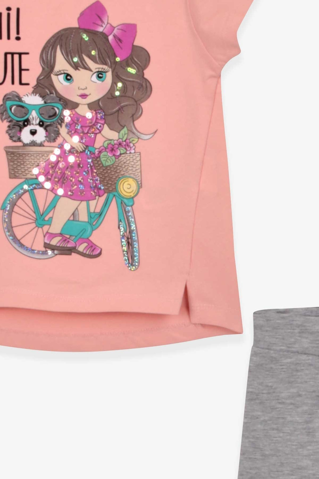 BRE Breeze Girl Child Capri Leggings Set with Bicycle Printed Girl 1.5-5 Years, Salmon - Florence-Graham