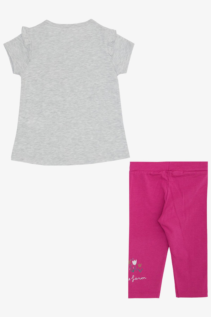 BRE Breeze Girl Child Capri Leggings Set of 2 Girl Printed 1-4 Years, Light Grey Melange - Paterno