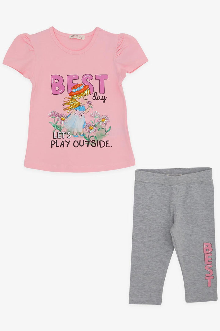 BRE Breeze Girl Child Capri Leggings Set Flower Girl Printed 2-6 Years, Powder - Albacete