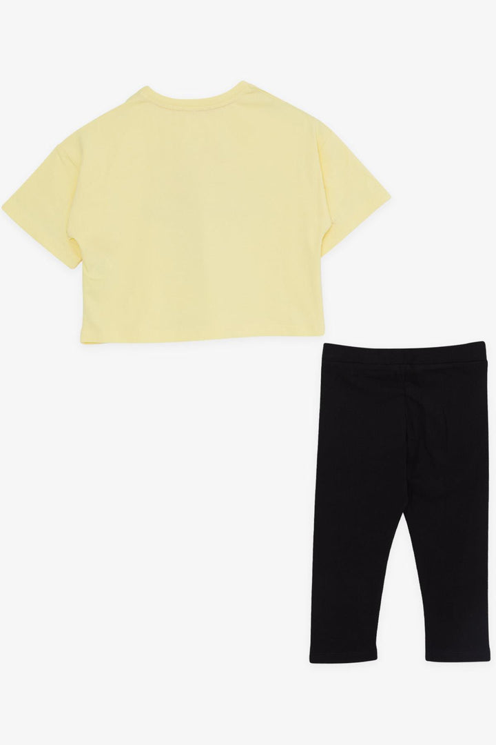 BRE Breeze Girl Child Capri Leggings Set Crop Summer Printed 84 Years, Yellow - Thornton Heath