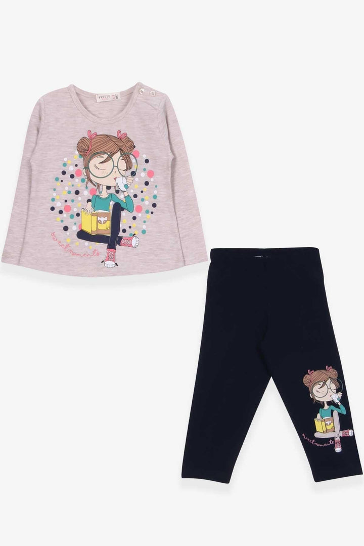 BRE Breeze Girl Child Capri Leggings Set Girl Printed 1.5-5 Years, Beige Melange - Meerbusch