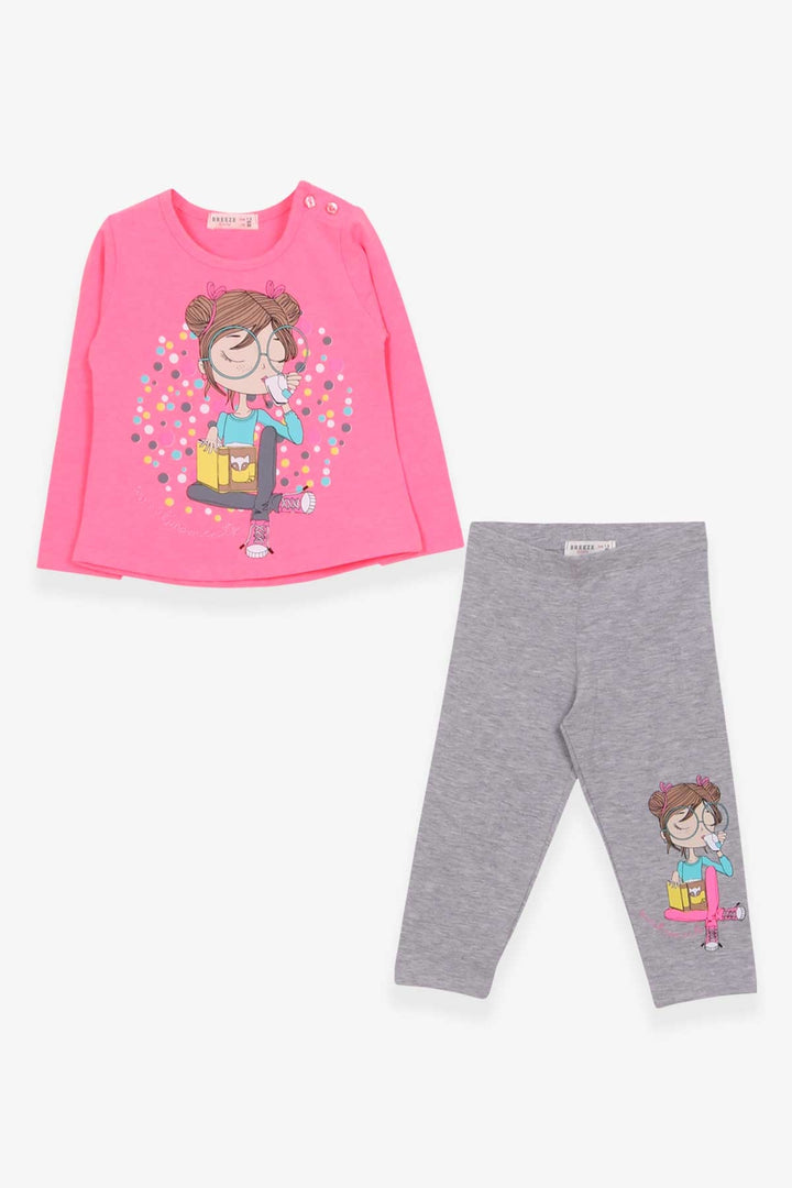 BRE Breeze Girl Child Capri Leggings Set Girl Printed 1.5-5 Years, Neon Pink - Ramos Arizpe