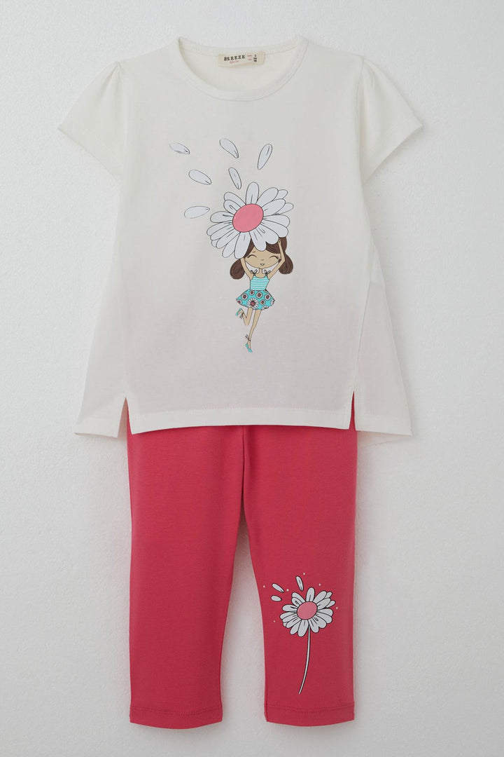 BRE Breeze Girl Child Capri Leggings Set Daisy Fairy 2-6 Years, Ecru - Newark