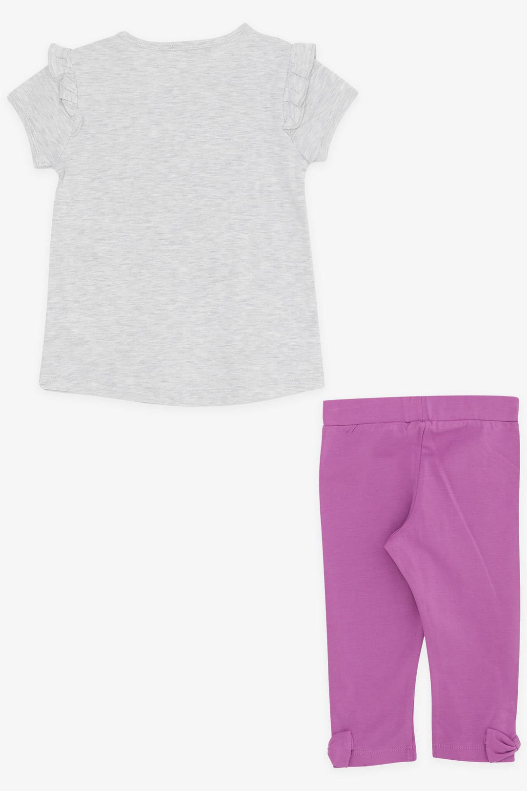 BRE Breeze Girl Child Capri Leggings Set Sequined Flamingo Printed 1.5-5 Years, Gray Melange - Alcamo