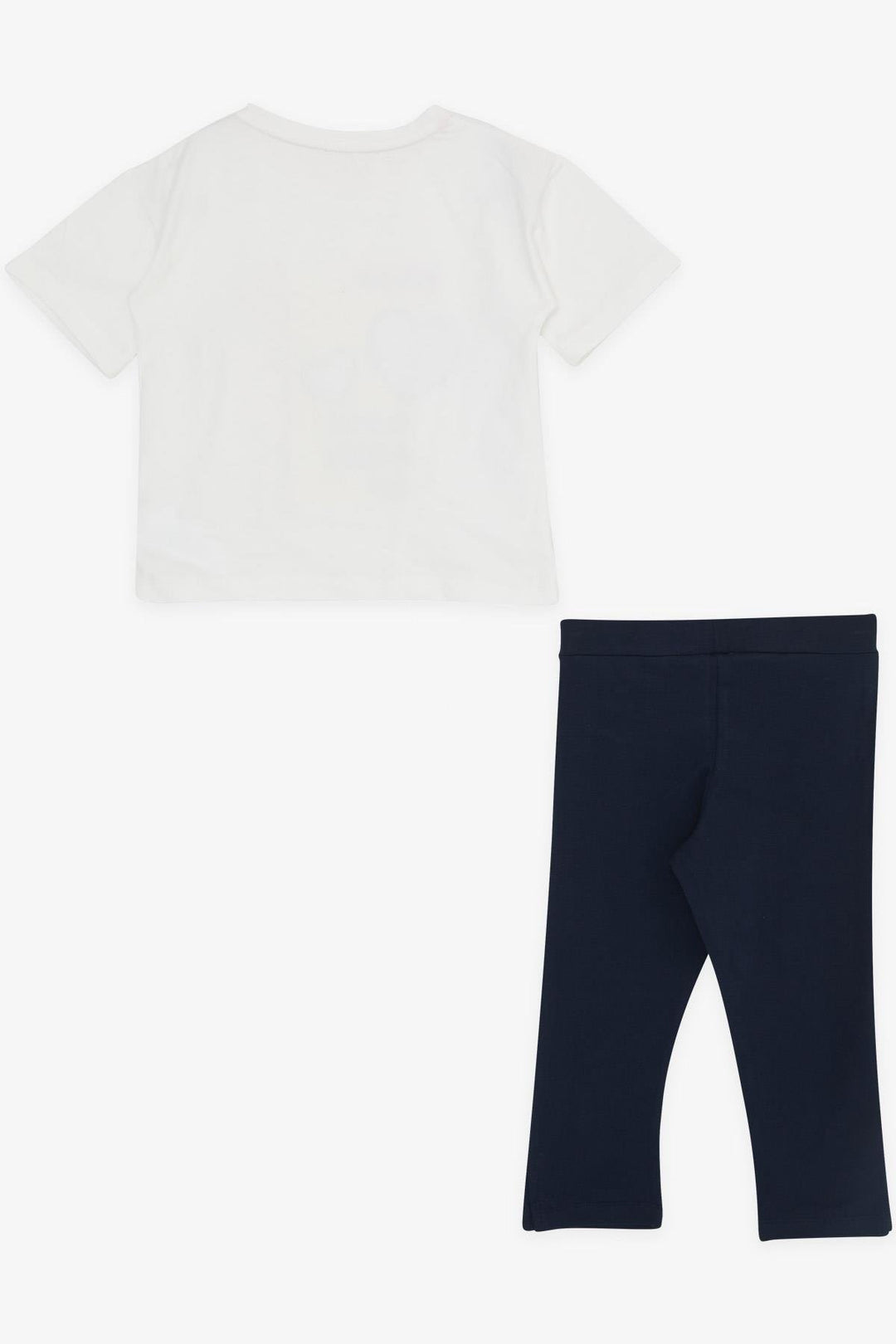 BRE Breeze Girl Capri Leggings Set with Sequined Shiny Printed Text, 50 Years, Beige - Poti