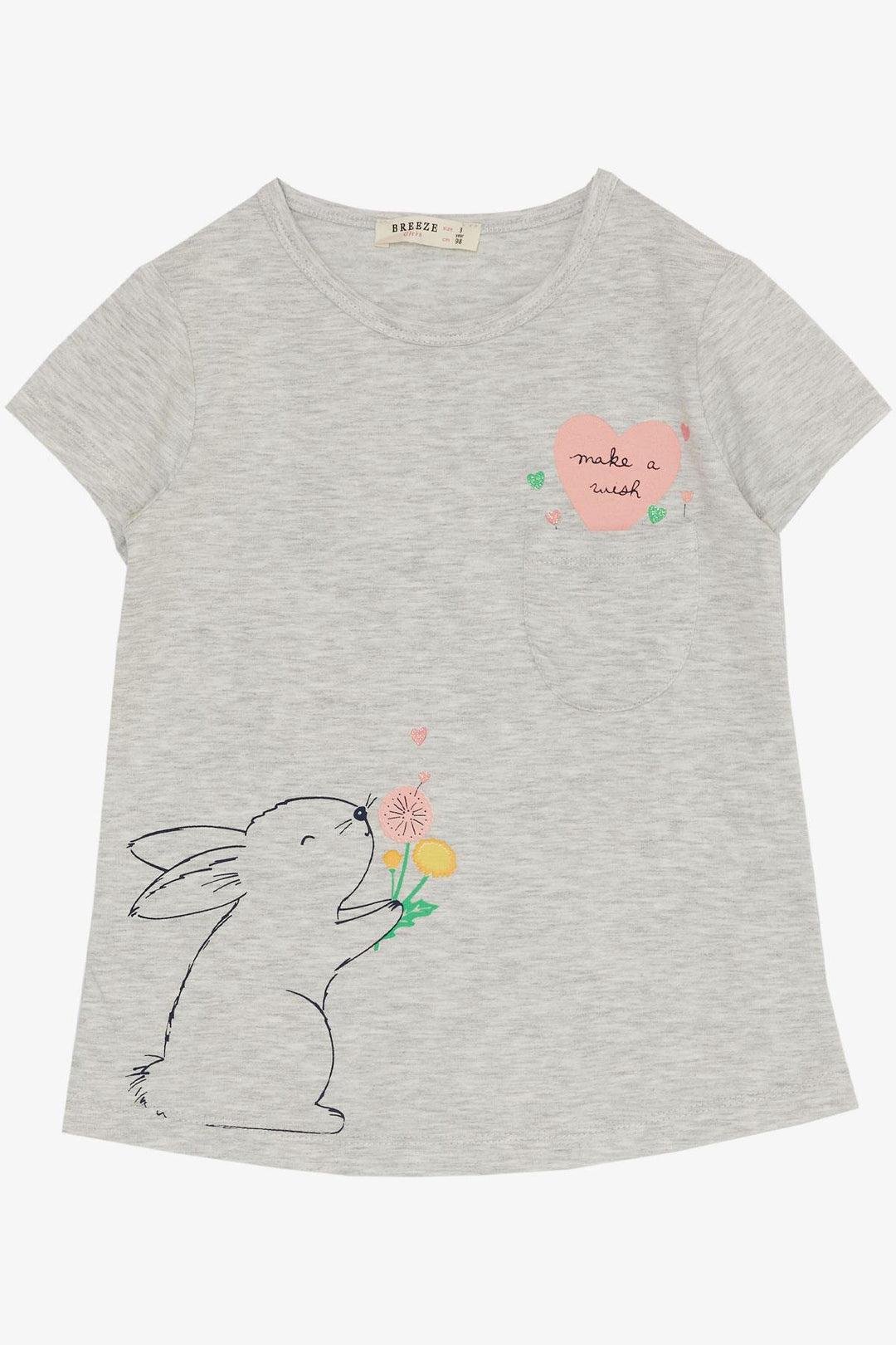 BRE Breeze Girl Child Capri Leggings Set Love Themed Bunny Printed 1.5-5 Years, Light Grey Melange - Milton Keynes