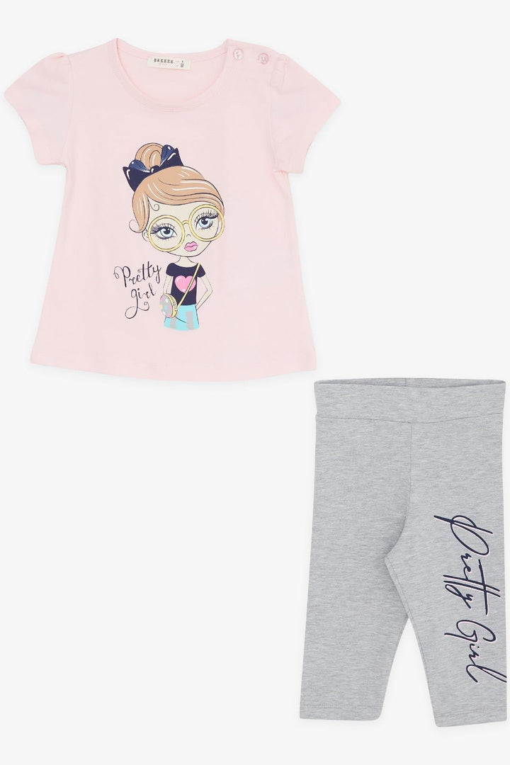 BRE Breeze Girl Child Capri Leggings Set Cute Girl Printed 1.5-5 Years, Pink - Toledo