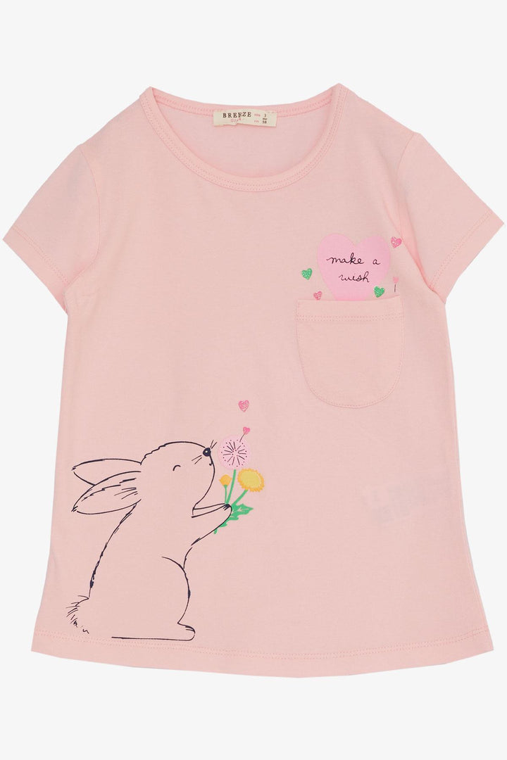 BRE Breeze Girl Child Capri Leggings Set Love Themed Bunny Printed 1.5-5 Years, Pink - Niort