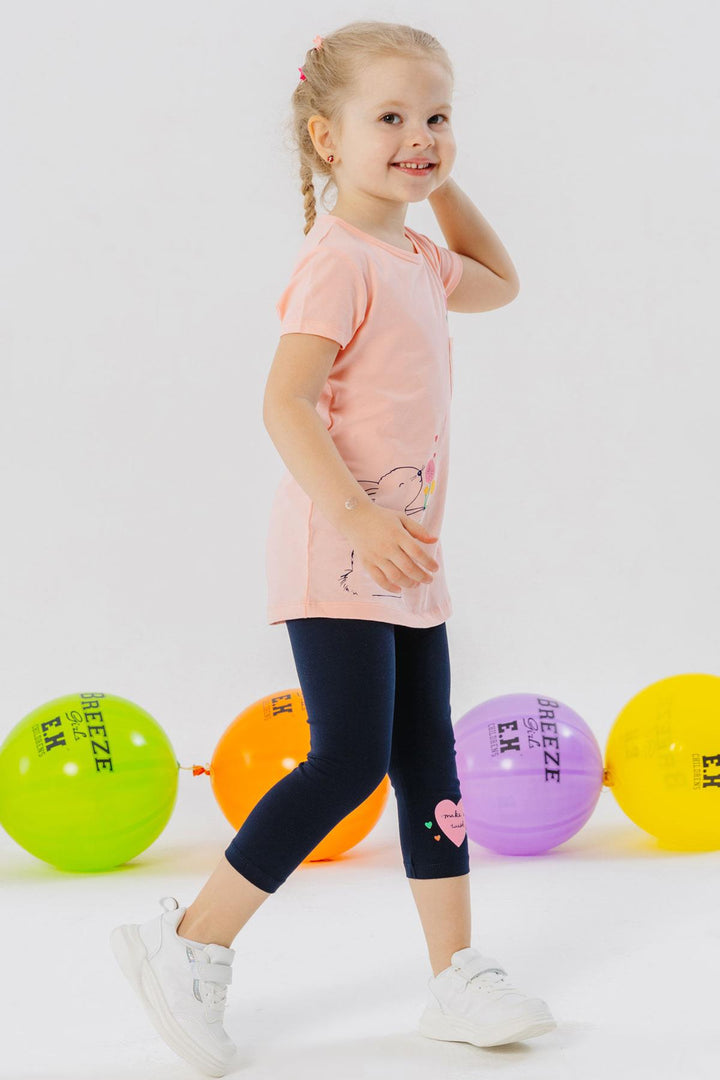 BRE Breeze Girl Capri Leggings Set Love Themed Bunny Printed 1.5-5 Years, Salmon - Ponte de Lima