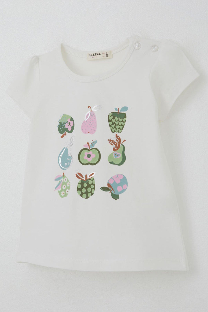 BRE Breeze Kız Çocuk Kapri Taytlı Takım Sevimli Meyveler Baskılı 1.5-5 Yaş, Ekru - Manassas