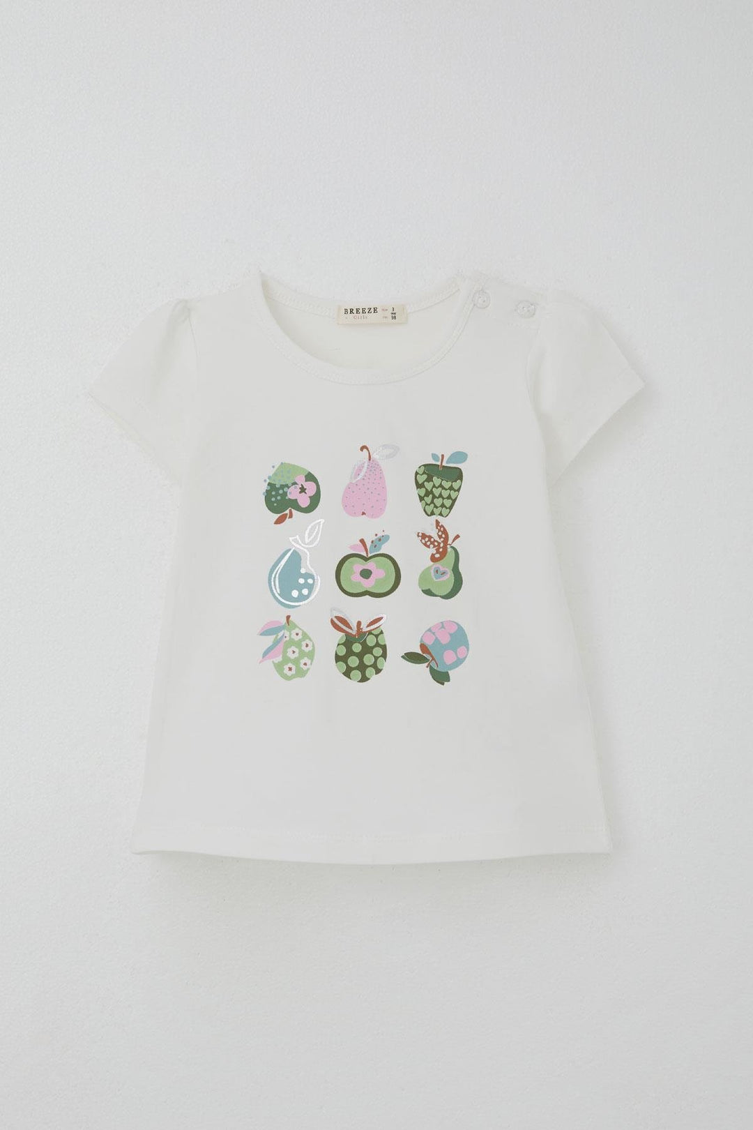 BRE Breeze Kız Çocuk Kapri Taytlı Takım Sevimli Meyveler Baskılı 1.5-5 Yaş, Ekru - Manassas