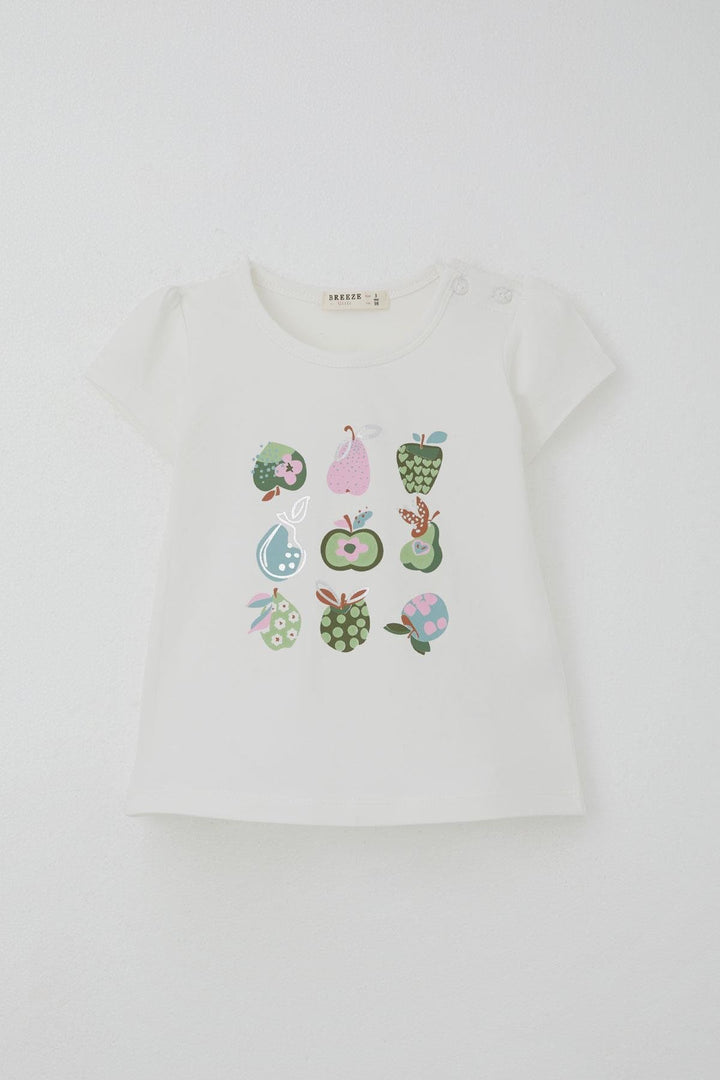 BRE Breeze Kız Çocuk Kapri Taytlı Takım Sevimli Meyveler Baskılı 1.5-5 Yaş, Ekru - Manassas