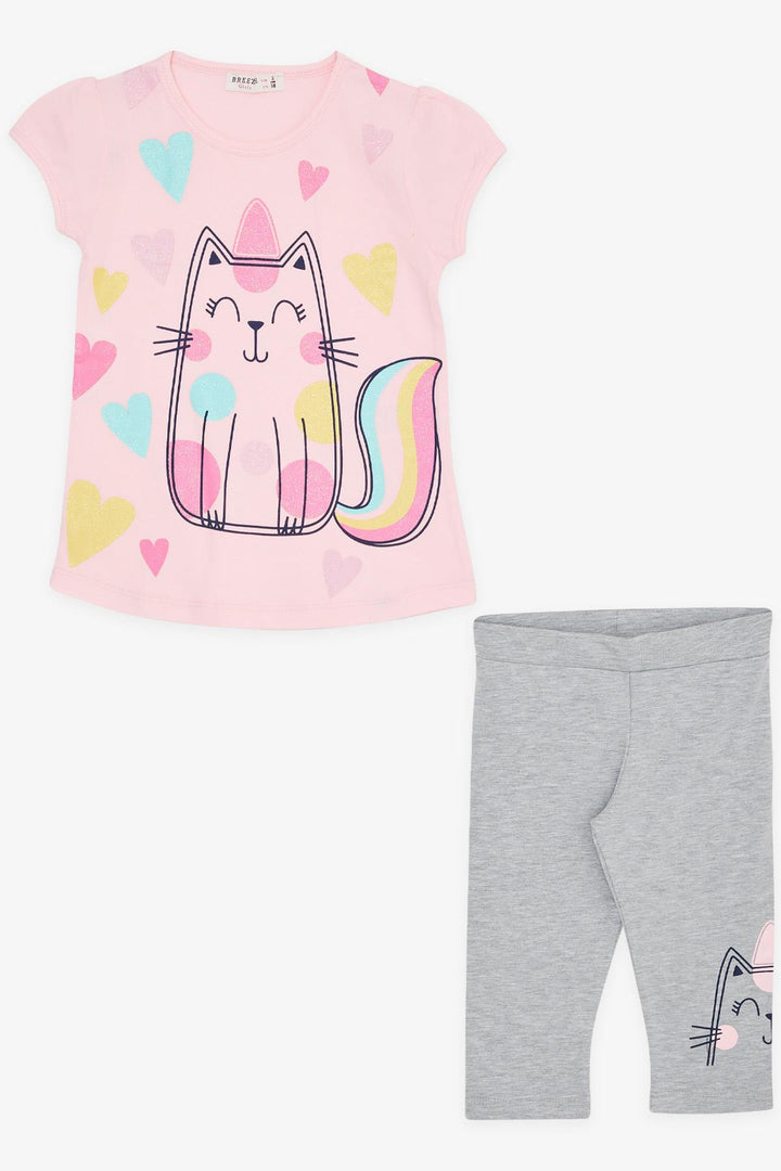 BRE Breeze Girl Child Leggings Set with Glittery Kitten Print, 1.5-5 Years, Powder - New Bedford