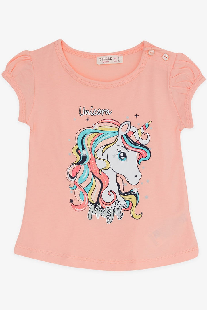 BRE Breeze Girl Child Capri Leggings Set Unicorn 2-6 Years, Salmon - El Centro
