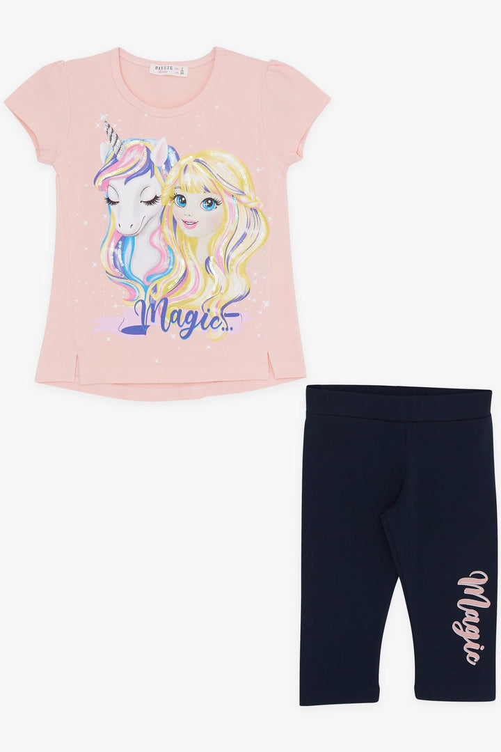 BRE Breeze Girl Capri Leggings Set with Unicorn Print 3-8 Years, Salmon - Juchitán de Zaragoza